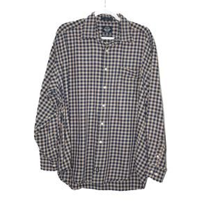 Dockers Levi's Men Blue Plaid Wrinkle Free Button Down Dress Shirt LongSlv Large